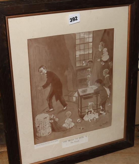 Set 5 oak framed prints - Road to Ruin